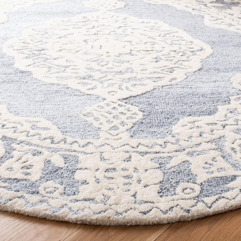 Safavieh Micro-Loop Bohemian 5&#39; Round Light Blue and Ivory Area Rug, , large