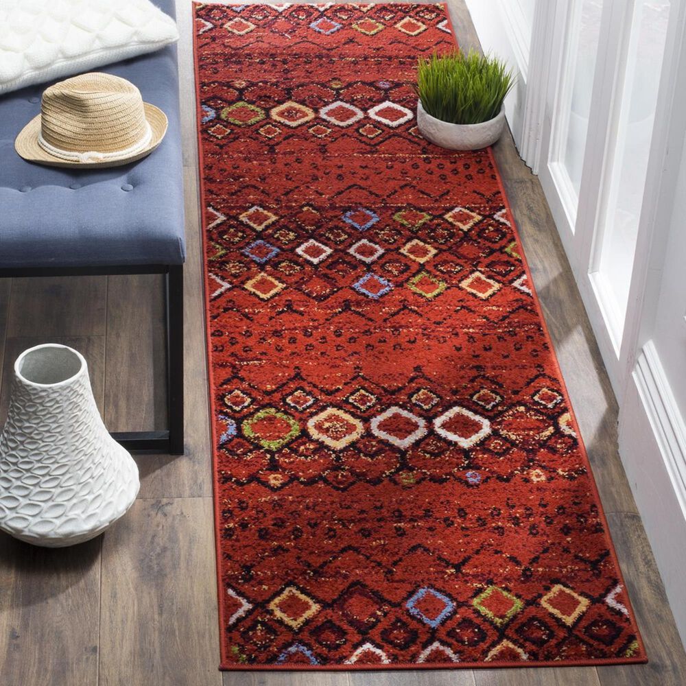 Safavieh Amsterdam AMS108D-28 2"3" x 8" Terracotta/Multi Runner, , large