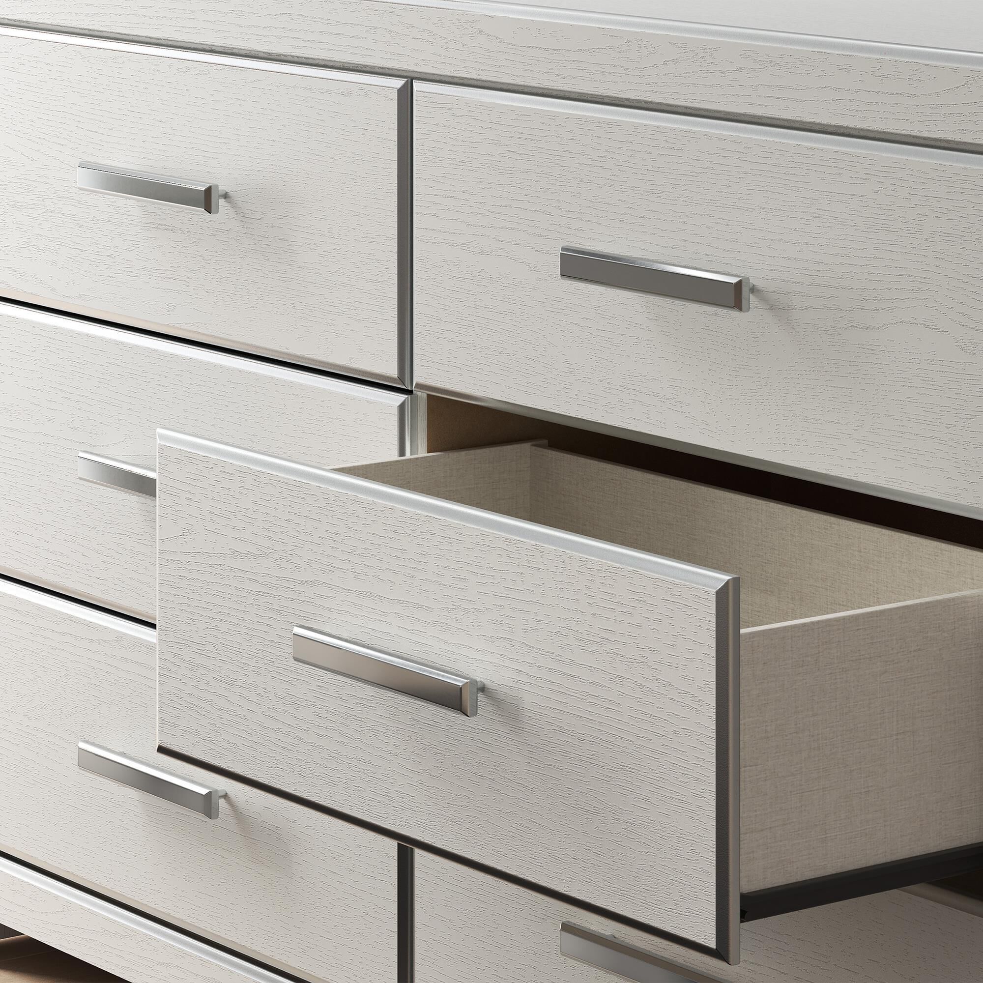 Ashley Zuraleus 6-Drawer Dresser Only in Matte White and Chrome