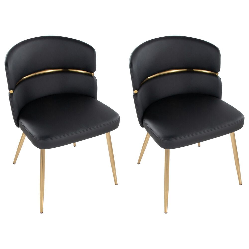 Lumisource Cinch Side Chair with Black Faux Leather Cushion in Gold &#40;Set of 2&#41;, , large