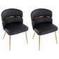 Lumisource Cinch Side Chair with Black Faux Leather Cushion in Gold (Set of 2), , large