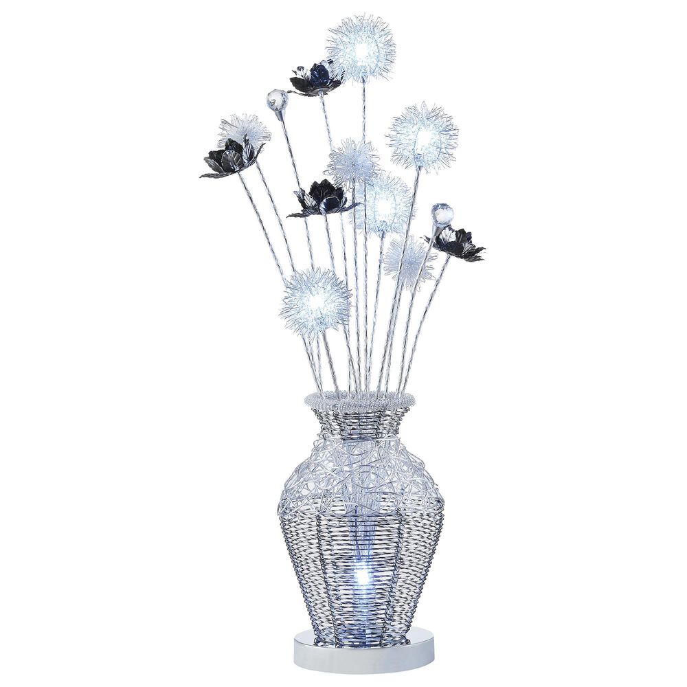 Anthony California 33" LED Table Lamp with Flower Arrangement in Chrome, , large