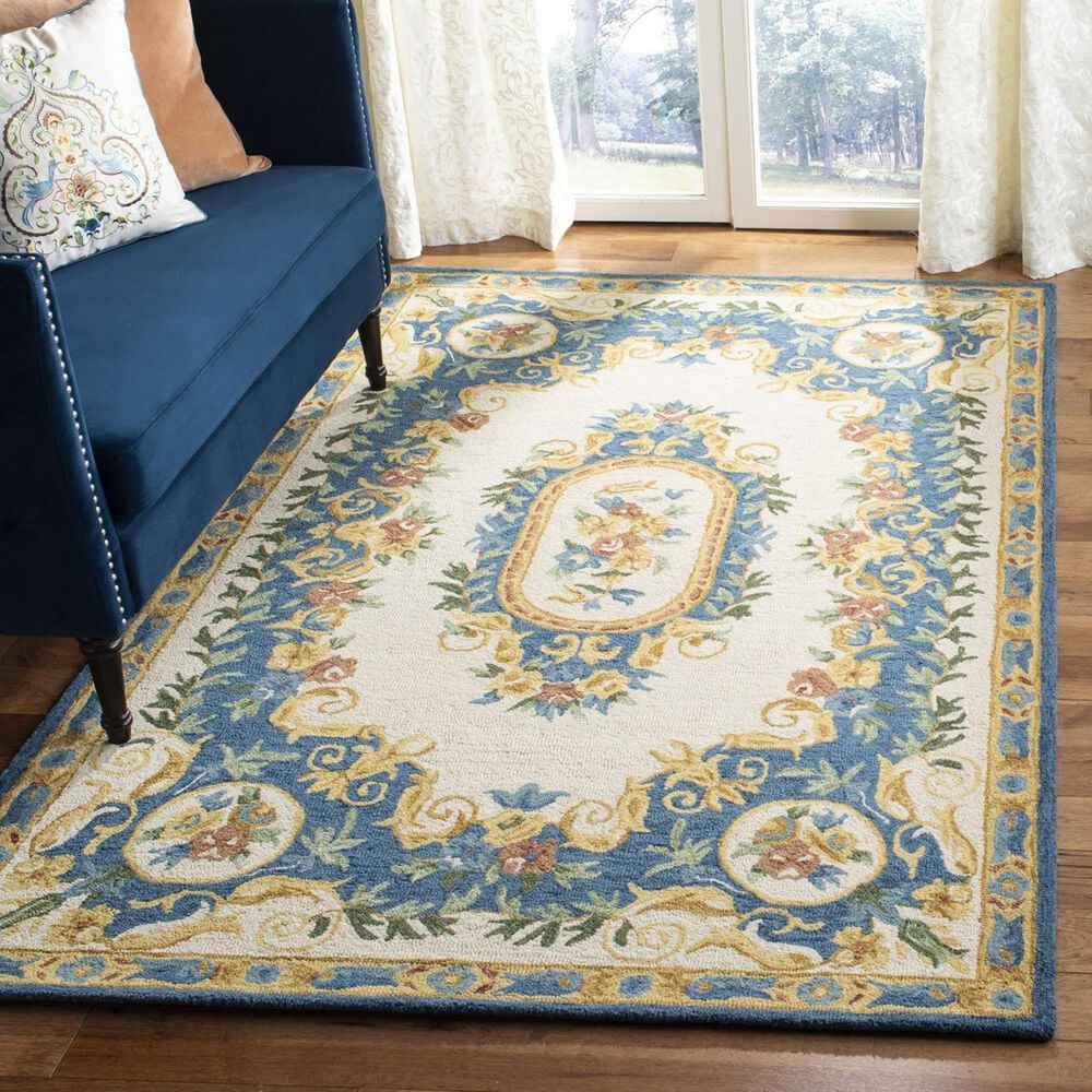Safavieh Micro-Loop 5&#39; x 8&#39; Cream and Blue Area Rug, , large
