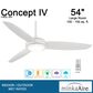 Minka-Aire Concept IV 54" Ceiling Fan with LED Light in White, , large