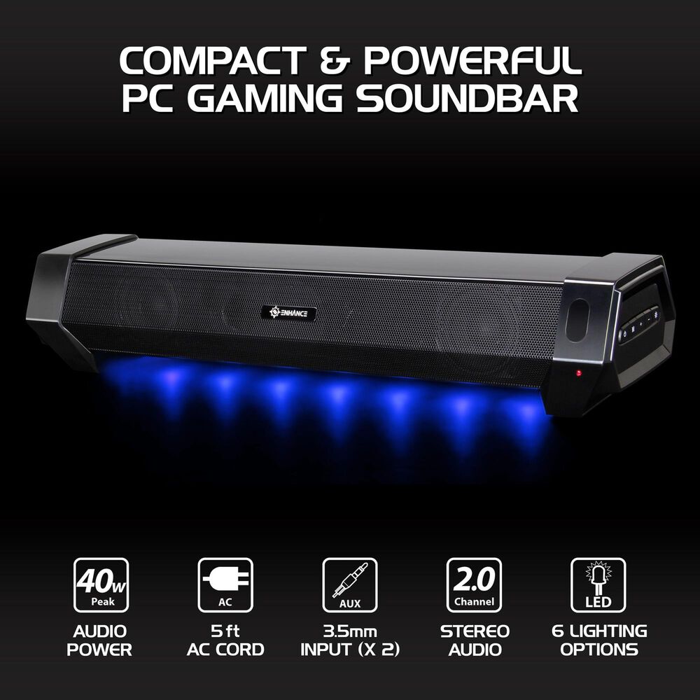 Enhance Attack Gaming Speaker Soundbar in Black, , large