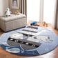Safavieh Carousel Animals 5"3" Round Blue and Grey Kids Area Rug, , large