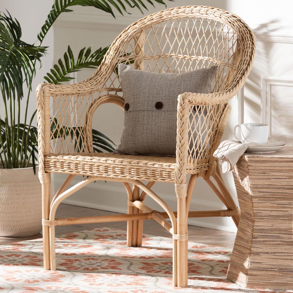 Baxton Studio Zaira Arm Chair in Natural, , large