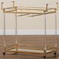 Baxton Studio Savannah 2-Tier Wine Cart in Gold and Clear, , large