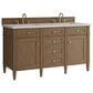 James Martin Brittany 60" Double Bathroom Vanity in Pecan with 3 cm Siberian Silestone Top, Rectangular Sinks and FreePower Wireless Charger, , large