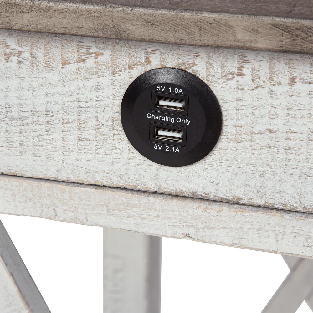 Ashley Adalane Accent Table in Distressed White and Gray, , large