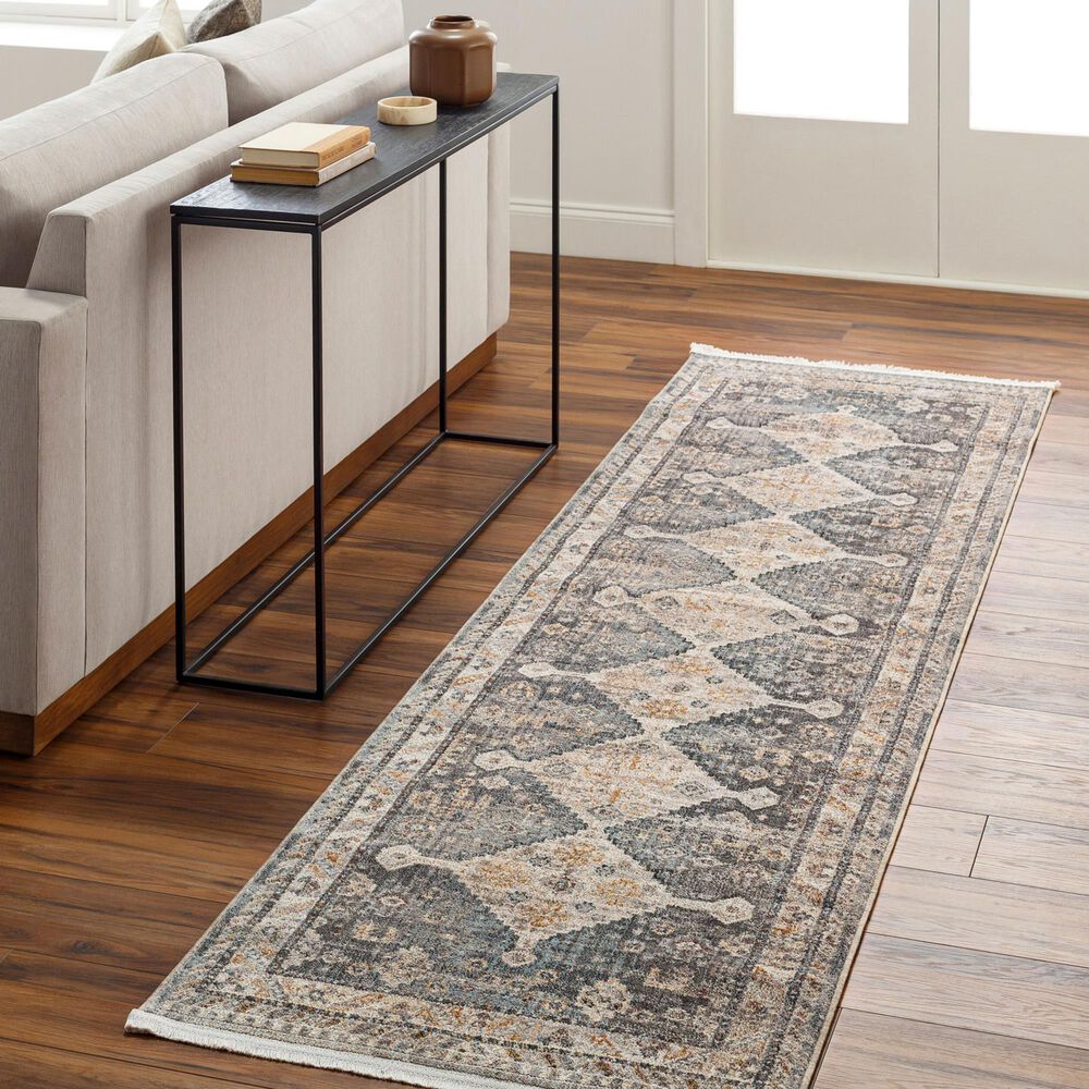 Surya Aida 2&#39;7&quot; x 9&#39; Medium Gray, Gray, Beige, Charcoal and Tan Runner, , large