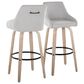 LumiSource Hannah Swivel Bar Stool with Grey Fabric Upholstery in Whitewashed and Black (Set of 2), , large
