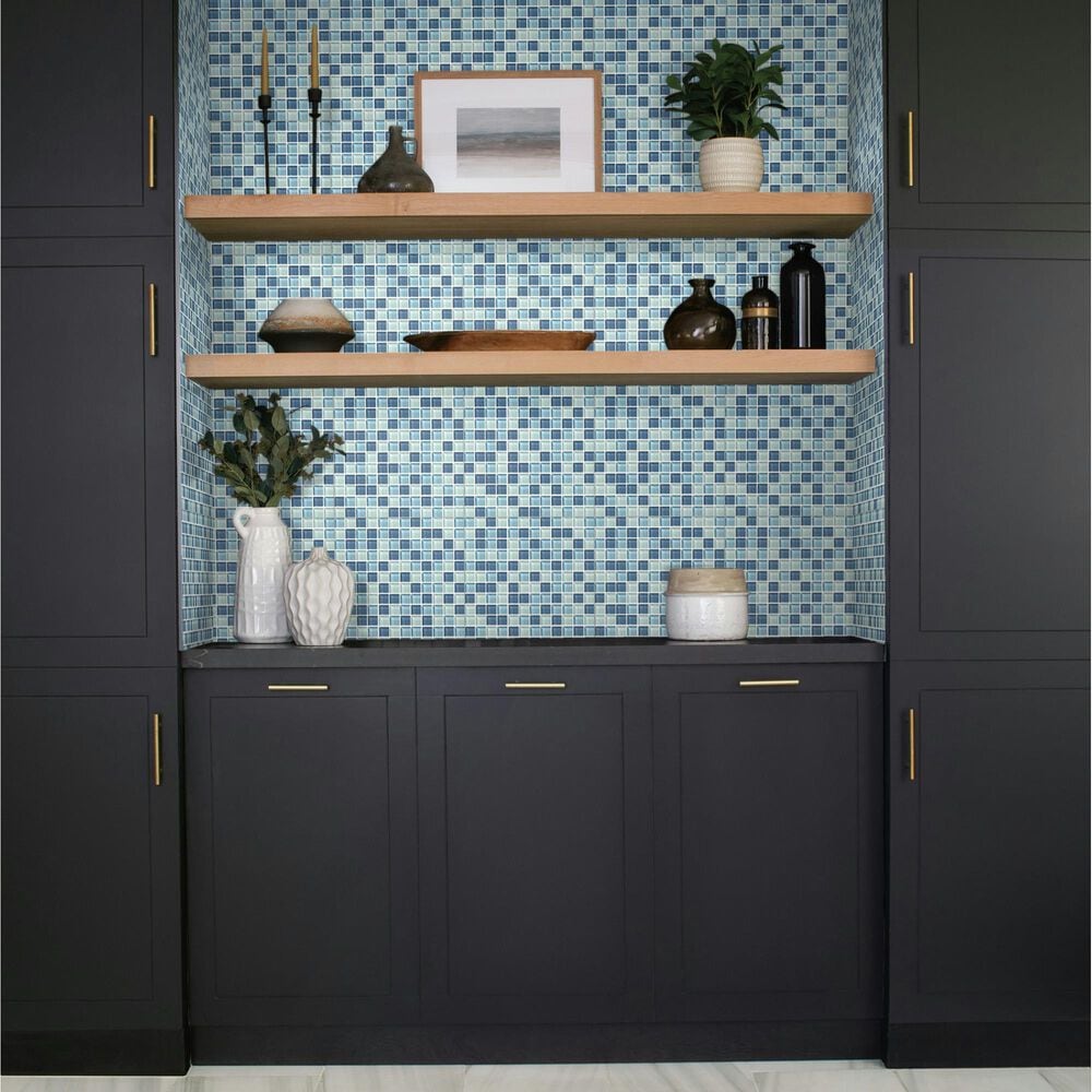 Dal-Tile Color Wave Winter Blues 12" x 24" Glass Mosaic Sheet, , large