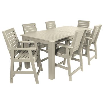 Highwood USA Glennville 7-Piece 84" Rectangular Patio Counter Dining Set in Whitewash, , large