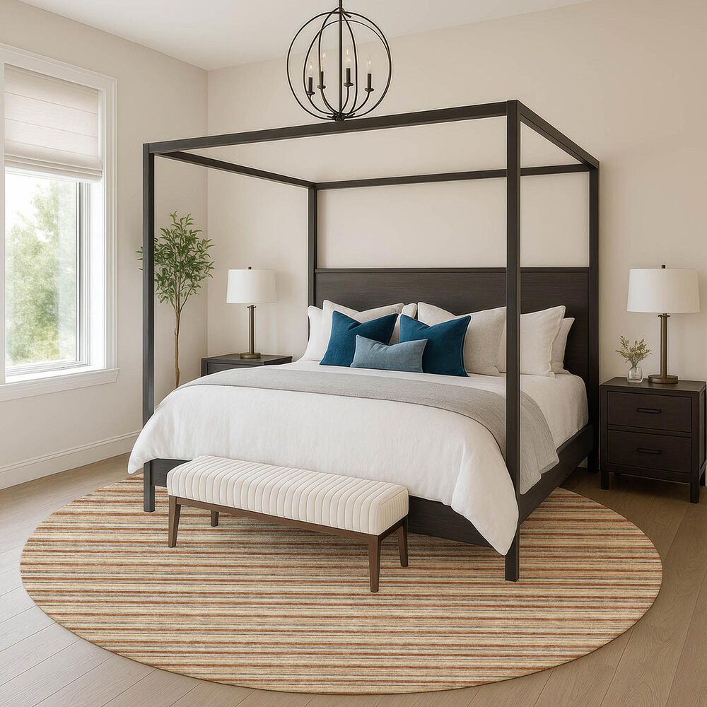 Dalyn Rug Company Soft Essentials Striped Paprika 8' Round Indoor/Outdoor Area Rug, , large