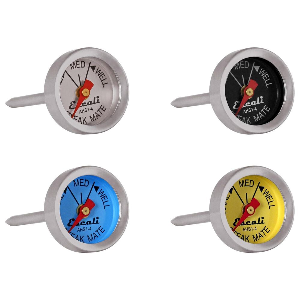 Kitchen Supply 4-Piece Easy Read Steak Thermometer Set in Silver, , large