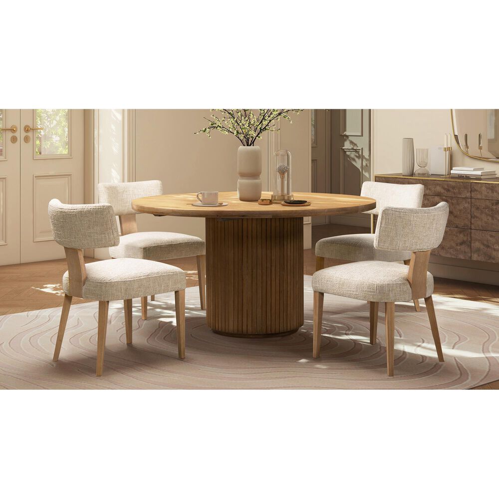 Jennifer Taylor Home Louise Side Chair with Travertine Beige Cushion in White Washed and Natural (Set of 2), , large