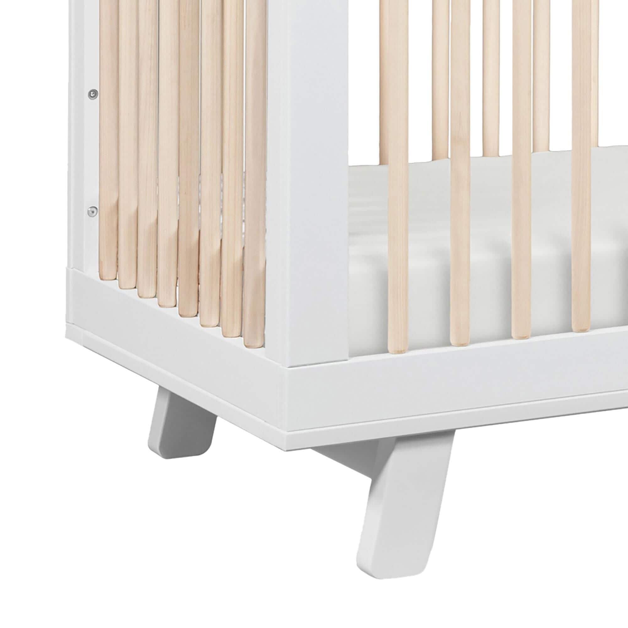 Babyletto Hudson 3 In 1 Convertible Crib and Toddler Conversion Kit in White and Washed Natural NFM