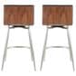 Lumisource Mason Swivel Counter Stool with Black Cushion in Stainless Steel and Walnut (Set of 2), , large