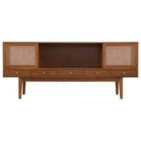 Southern Enterprises Holly Martin 70in Media Console in Dark Tobacco/Antique Bronze