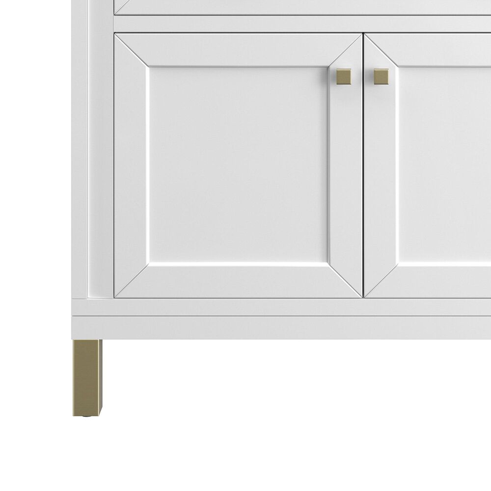 James Martin Vanities Chicago 36&quot; Single Bathroom Vanity in Glossy White with 3 cm Eternal Marfil Quartz Top and Rectangular Sink, , large