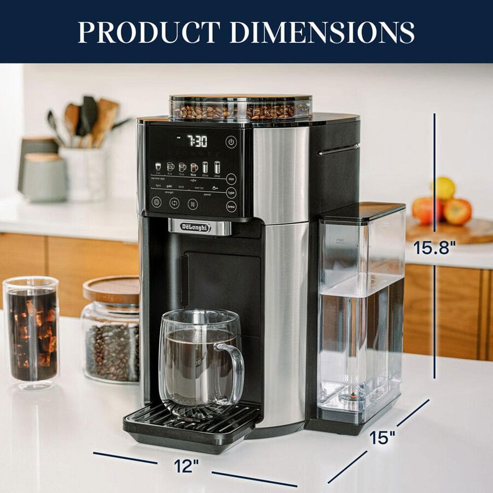 DeLonghi TrueBrew 8.8 Oz Drip Coffee Maker in Stainless Steel and Black, , large