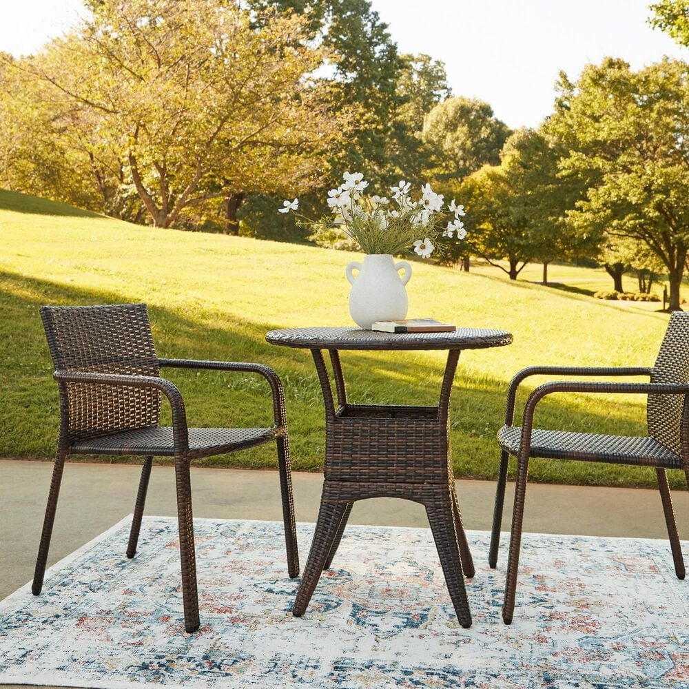 Ashley Mimis Reef 3-Piece Patio Bistro Set in Brown, , large