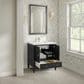 James Martin Myrrin 30" Single Bathroom Vanity in Carbon Oak with Single Hole 3 cm White Zeus Silestone Top and Rectangular Sink, , large