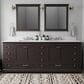 Lexora Home Dukes 84" Double Bathroom Vanity in Espresso with 2 cm White Quartz Top and Rectangular Sinks, , large