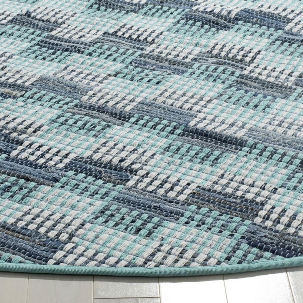 Safavieh Montauk Geometric 6&#39; Round Turquoise and Multicolor Area Rug, , large