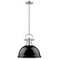 Golden Lighting Duncan 1-Light Pendant with Rod and Black Shade in Pewter, , large
