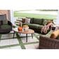 Ashley Horizon Hall Outdoor Loveseat with Green Cushion in Brown, , large