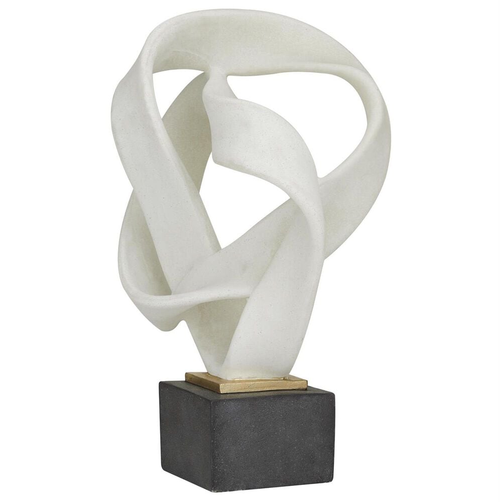 Maple and Jade 17&quot; Decorative Sculpture in Matte White and Black, , large