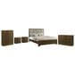Crown Mark Lakecrest King Bed with Dresser, Chest, and Two Nightstands in Medium Brown, , large