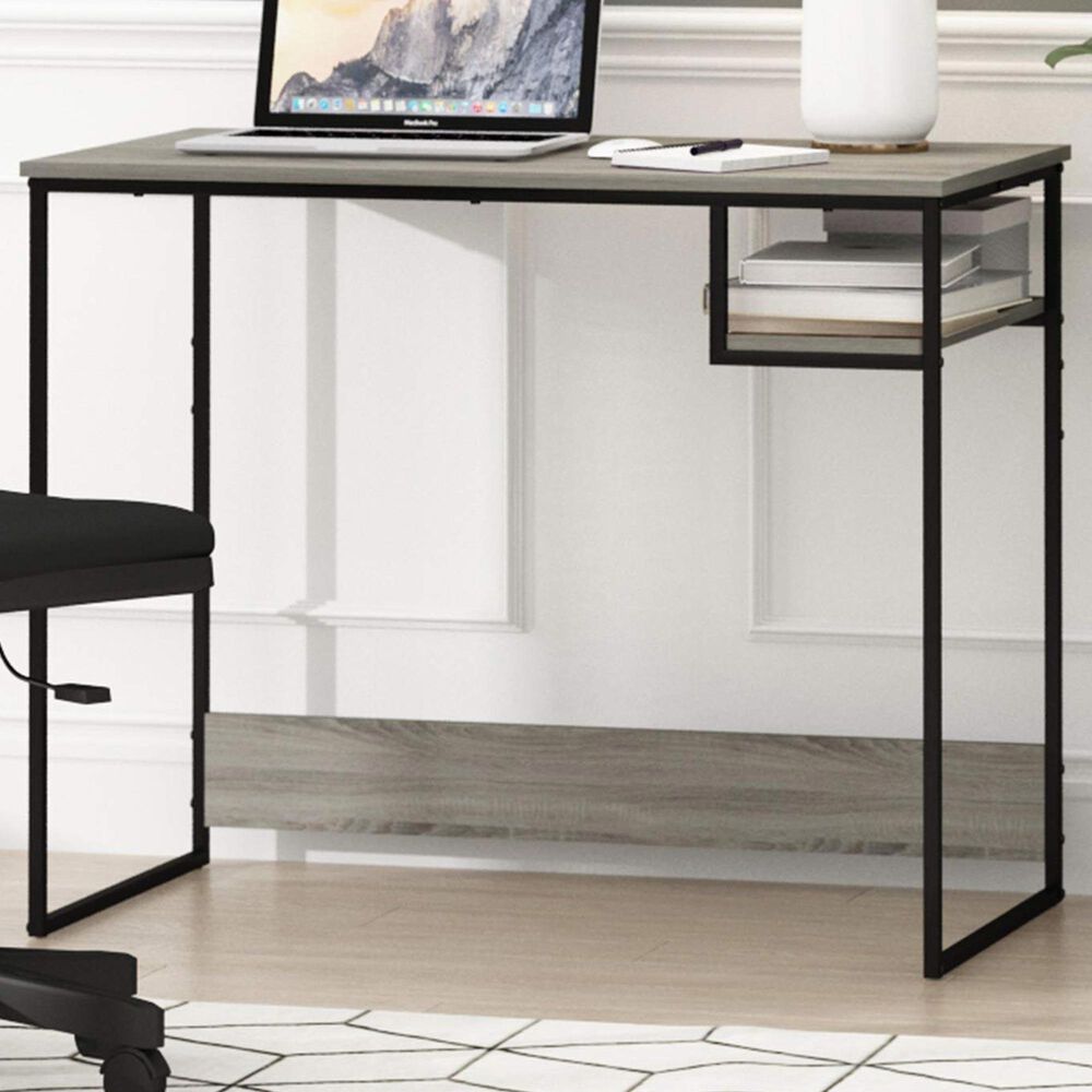 HOMLUX Moretti 35" Study Desk with Open Storage Space in French Oak Grey, , large