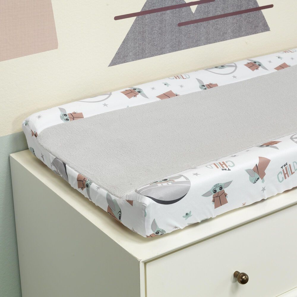 Lambs and Ivy Star Wars The Child Changing Pad Cover in Gray, Green, White and Black, , large