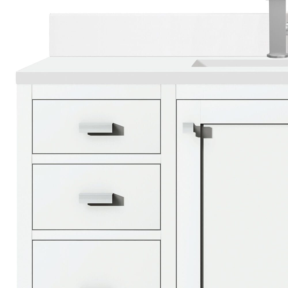 James Martin Vanities Addison 48" Single Bathroom Vanity in Glossy White with Single Hole 3 cm White Zeus Quartz Top and Rectangular Sink, , large