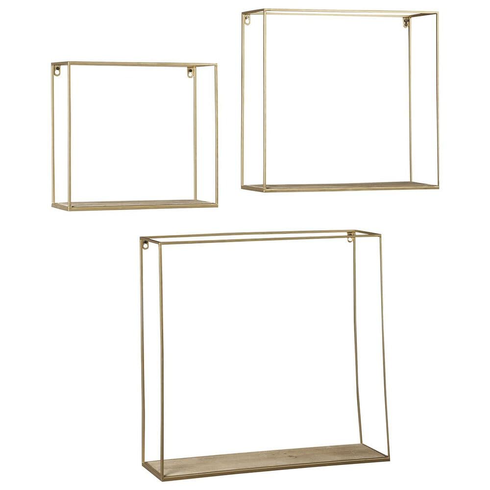 Ashley 3-Piece Efharis Wall Shelf Set in Natural and Gold, , large