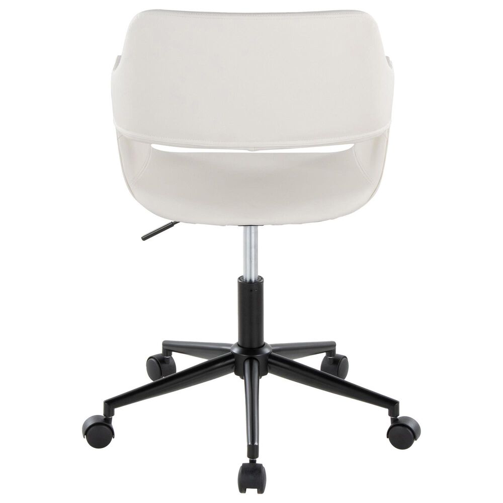 Lumisource Margarite Task Chair with White Faux Leather Cushion in Black, , large