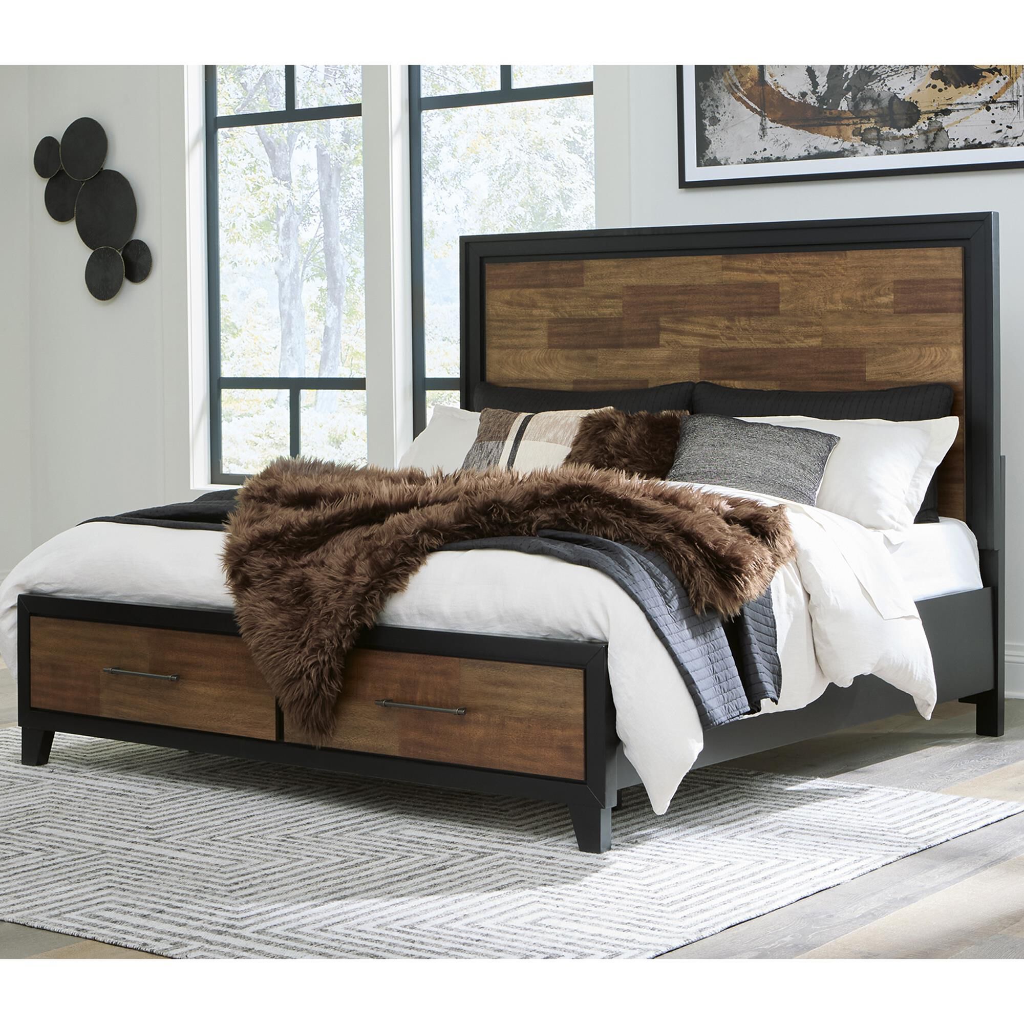 ACME Kaelyn Black X-Shape Metal Back & Dark Oak Wooden Finish 35