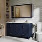 Lexora Home Jacques 60" Double Bathroom Vanity in Navy Blue with 2 cm White Quartz Top and Rectangular Sinks, , large