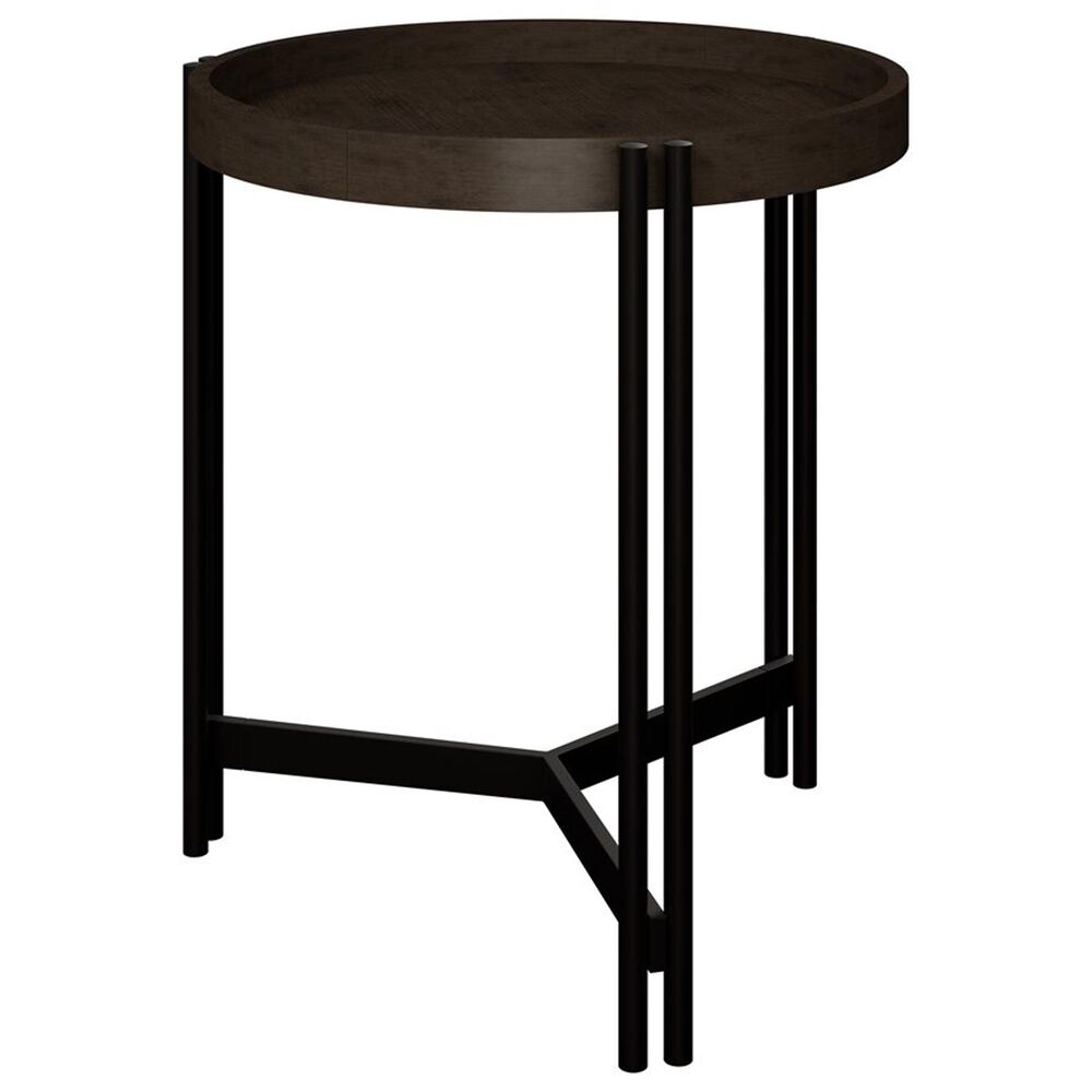 Golden Wave Furniture Huron Round Side Table in Dark Brown and Black, , large
