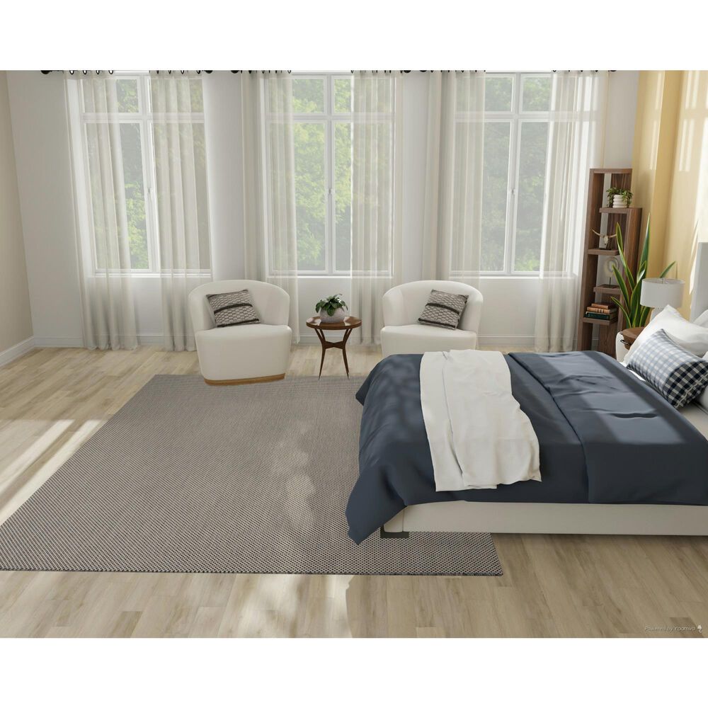 Nourison Courtyard Ivory and Charcoal 7&#39; x 10&#39; Indoor/Outdoor Area Rug, , large