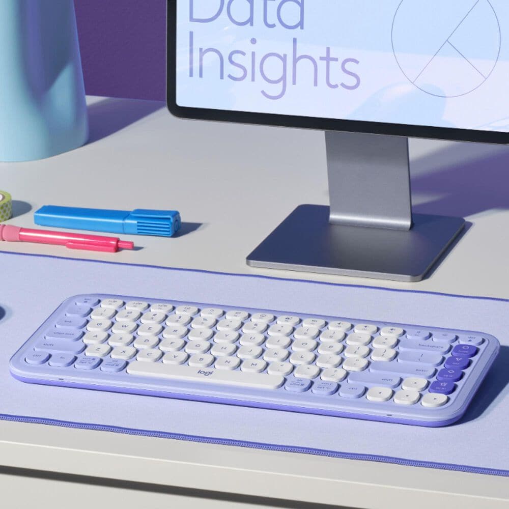 Logitech POP Icon Keys Wireless Bluetooth Keyboard in Lilac and Off White, , large