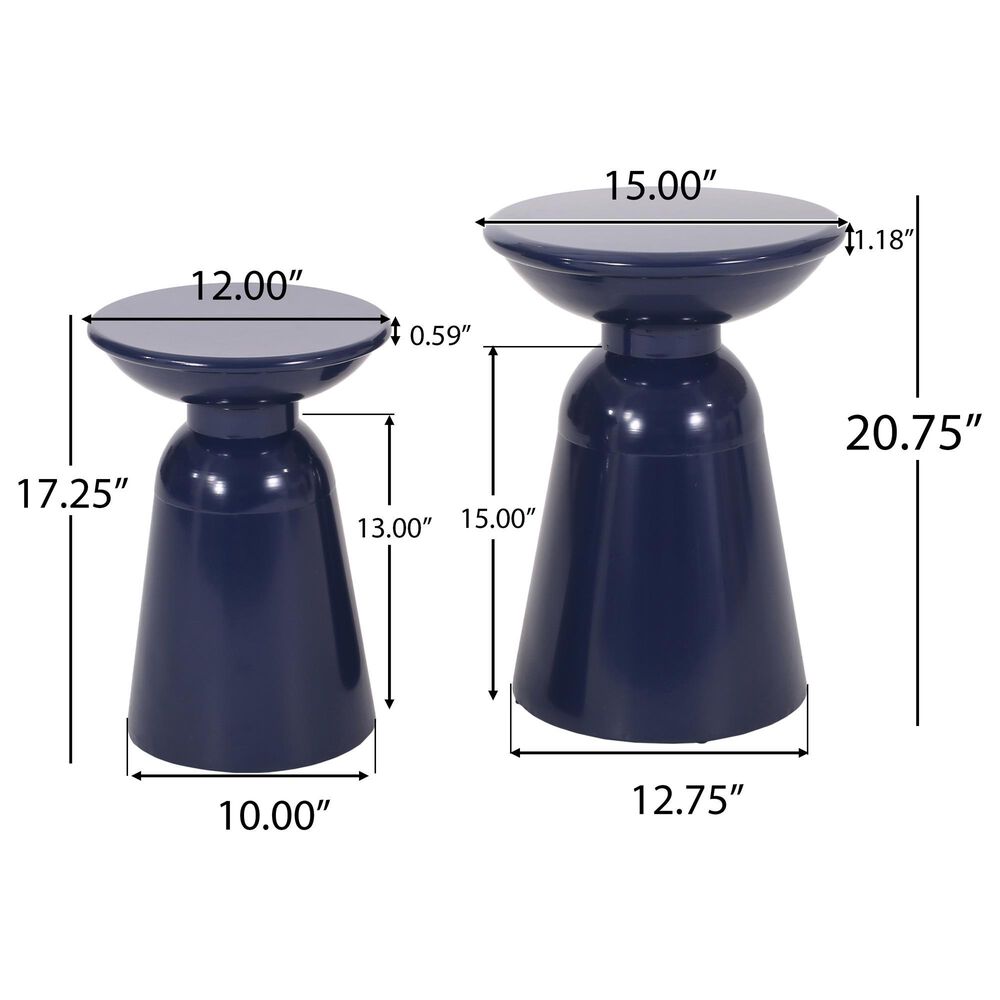 Hearth and Haven Serenita Patio Side Tables in Navy Blue &#40;Set of 2&#41;, , large