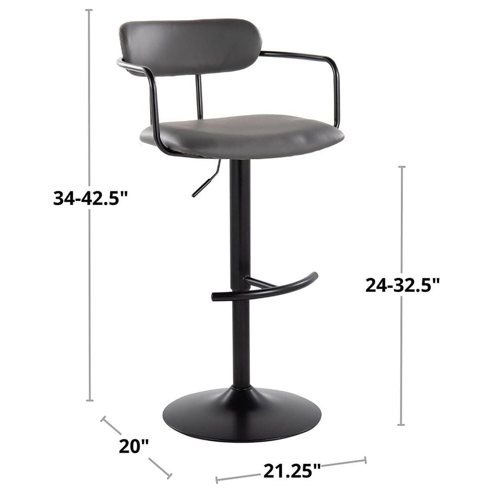 LumiSource Demi Swivel Adjustable Bar Stool with Black Upholstery in Chrome (Set of 2), , large