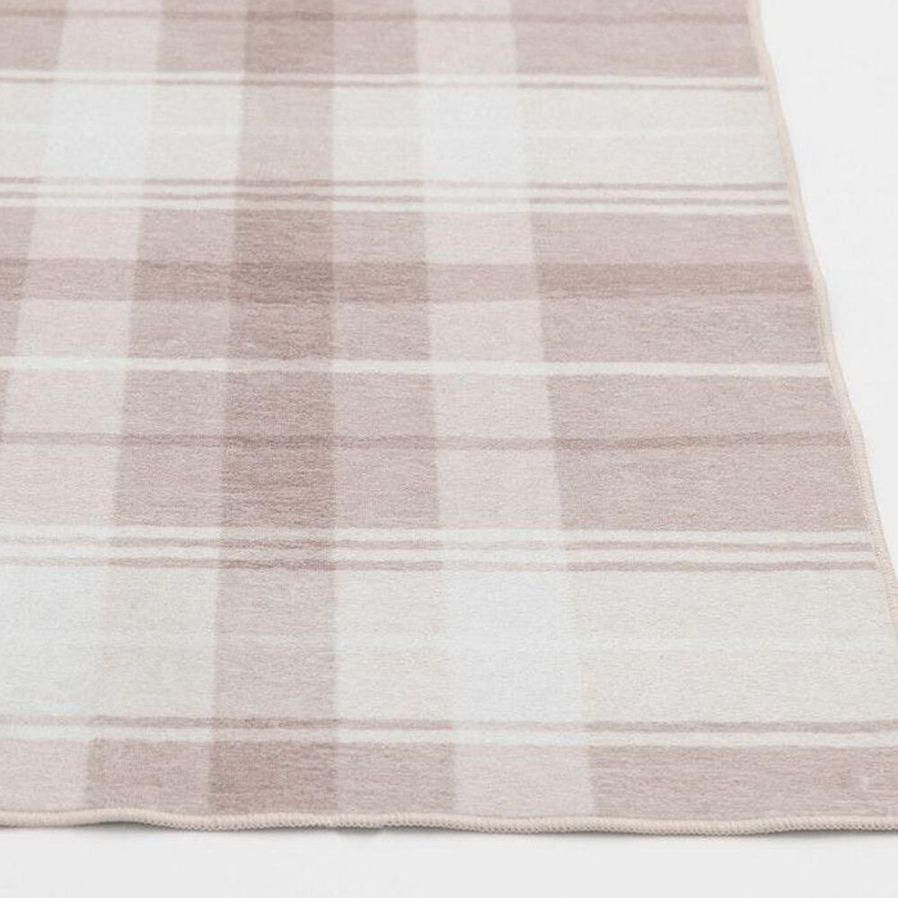 Central Oriental Rugease Velveteen Plaid 7&#39;6&quot; x 9&#39;6&quot; Beige and Ivory Area Rug, , large