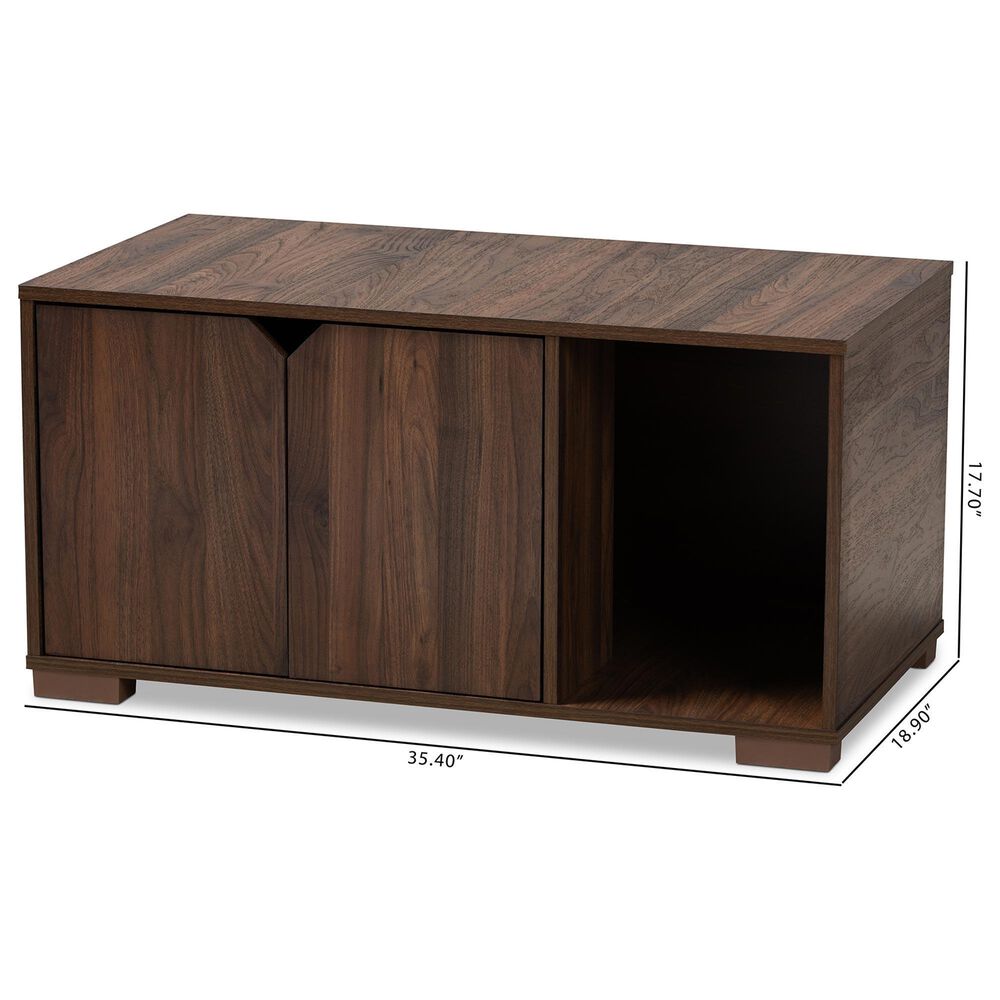 Baxton Studio Jasper 2-Door Cat Litter Box Cover House in Walnut Brown, , large