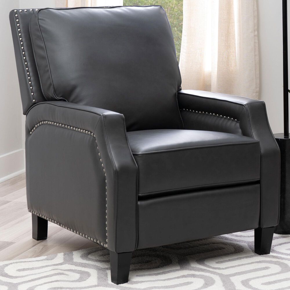 Linon Home Decor Portico Push Back Recliner in Gray, , large