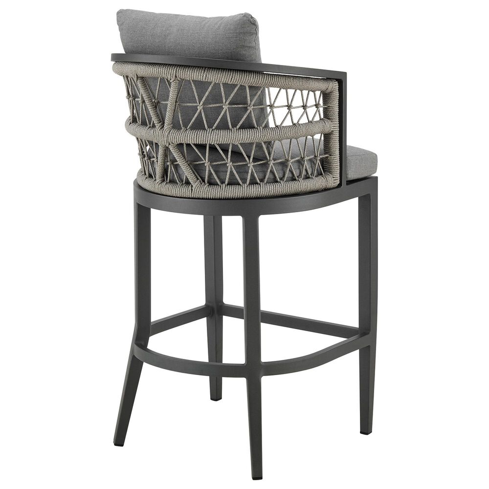 Armen Living Zella Patio Bar Stool with Earl Gray Cushion in Gray, , large